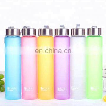 Small Capacity 280ML Easy Grasp Slim Plastic water Bottle with soft handle Frosted Bpa Free Bottles