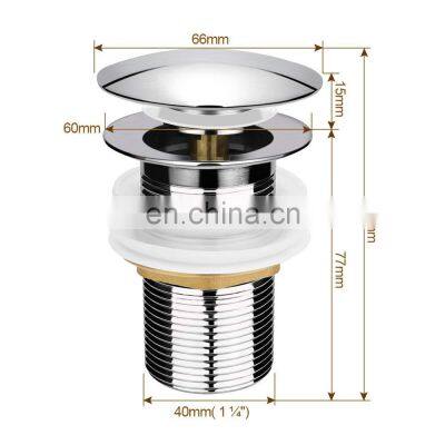 Sliver Brass Chrome Basin Sink Waste Unslotted Modern Click Clack Pop Up Drain Waste photo-5