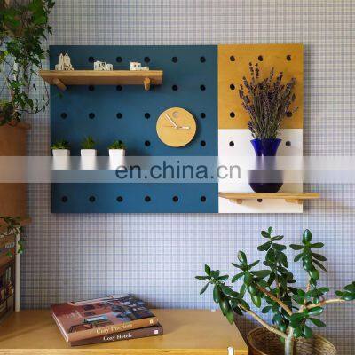 China factory supplier Wall Shelf Rack Wholesale  Moranti color Wooden Pegboard hole shelf