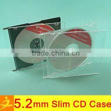 color/clear/black slim single 5.2mm PS plastic cd storage box