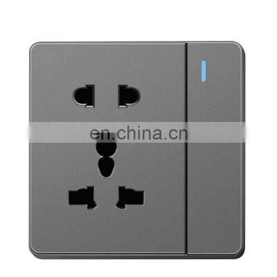 EU Standard Outlet panel, 5V 2.1A Dual USB Charger Port, Switch control 13A Global Universal 5 Hole USB Wall Power Socket