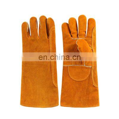 Wholesale high quality Cow Split leather welding gloves with side reinforced lining