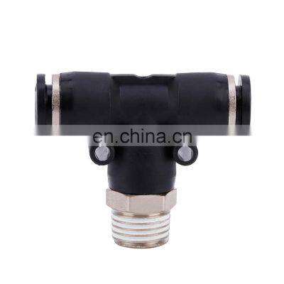 Factory Price PB4-01 T Shape Tee Tube 3-Way Hose Copper Connector Mechanical Quick Push Fitting Air Pneumatic Fittings