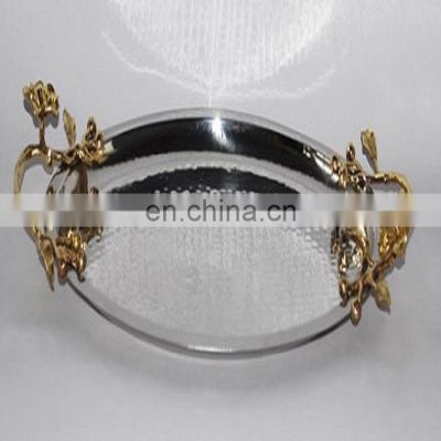 oval serving tray brass decorative handles