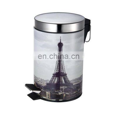 Custom Printing Color Metal Steel Living Room or Office Dustbin With Cover for Home Decor photo-3