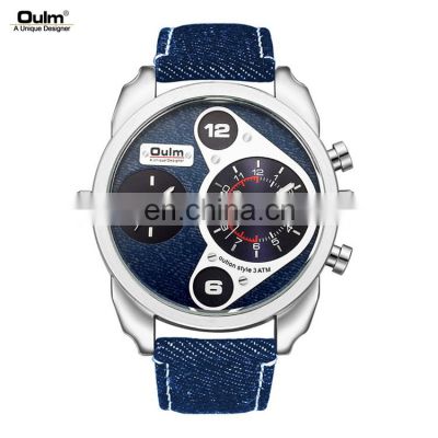 OULM 9316 Fashion Quartz Japan Watch Analog Display Sport Leather Strap Big Dial Casual Wrist Watches