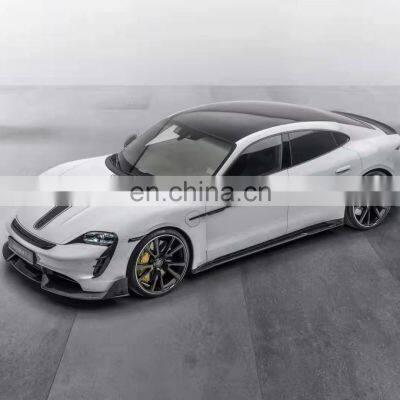 Runde Dry Carbon Fiber Material For Porsche Taycan Upgrade Mansory Style Body Kit Front Lip Rear Lip Side Skirt Spoiler photo-2
