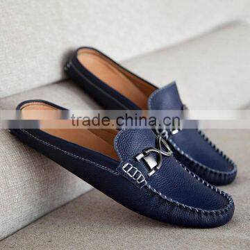 Open collar handmade genuine casual shoes for men