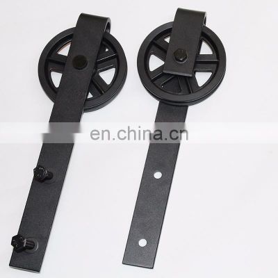 Retro Big Black Wheel Sliding Wood Barn Door Hardware Kit Closet Sliding Track Roller Hangers for Single Door