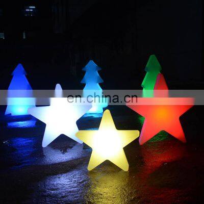 led dmx Christmas lights /Multi color plastic star /tree/snow led rechargeable lamp  Christmas decorations lights