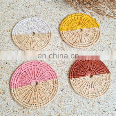 Handcrafted Woven Colorful Painted Rattan Coasters Wholesale in Bulk photo-3
