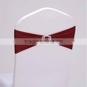 burgundy wedding plain style spandex lycra stretch chair bands with crown shape buckles