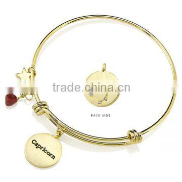 18k Yellow Goldplated Bracelet Capricorn Garnet Birthstone Bangle