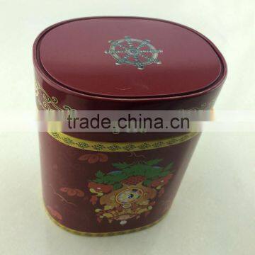 Full color oval shaped metal tin box, tea tin boxes for gift