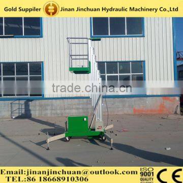 Mobile hydraulic single mast aluminum lift working platform/ hydraulic one mast aluminum alloy telescoping man lift