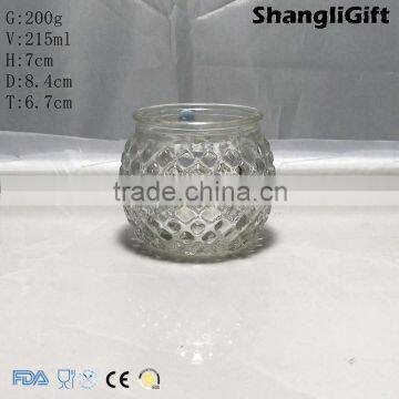 210ml Glass Jar Embossed Diamond Honey Jar Glass Lids