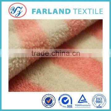 pink and white strip printed fabric thick and warm bathrobe fabric