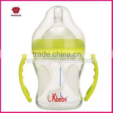 Factory BPA FREE transparent baby silicone nipple feeding bottle/bebe ensemble