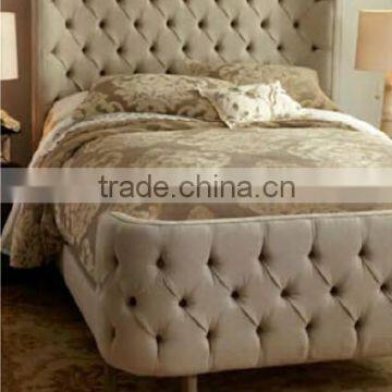 Cream velvet tufted french style modern classic soft queen bed