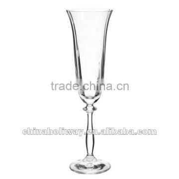 Optical clear stemmed champagne flute glass