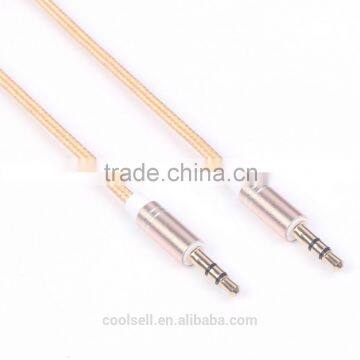 High quality Golden plated 3.5mm AUX audio cable male to male AV cable