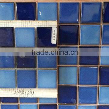 Blue grain puzzle swimming pool edge and floor tile ceramic glazed