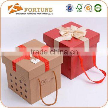 High Quality Small Fancy Paper Gift Packaging Box With Handle Wholesale