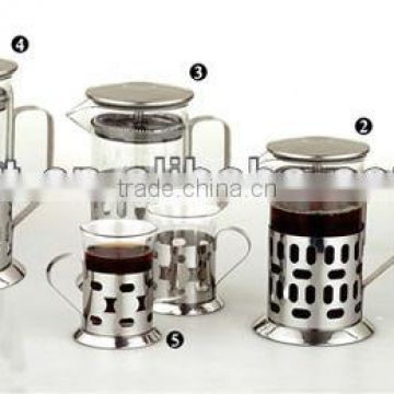 18/8 stainless steel coffee plunger with heat resistant glass