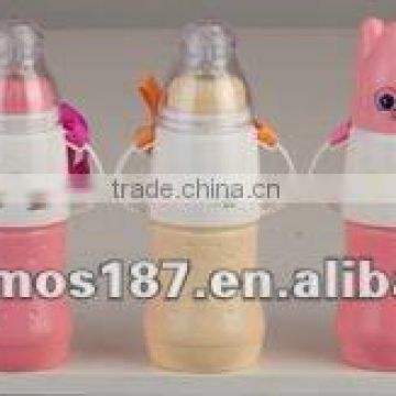 BPA Free baby milk feeding bottle with glass liner and soft handle