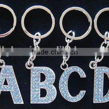 Custom crystal metal alphabet keychain, letter keychain