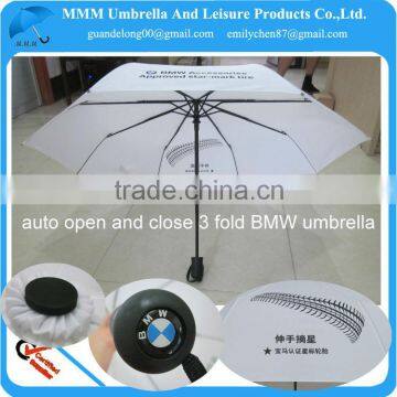 2014 white auto open and cloe 3 fold tyre umbrella gift