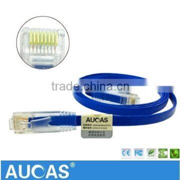 Taiwan Manufacture RJ45 Flat UTP Cat6 24AWG Strain Copper Network Patch Cord With CE/RoHS Printed On Cable