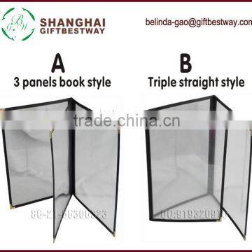 Three panels with 6 views types of plastic folders types of plastic folders