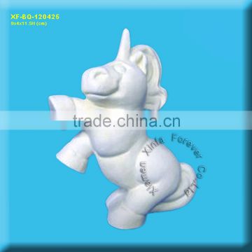 unglazed ceramic unicorn figurine