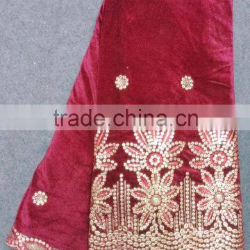 High Quality Velvet Evening Dresses With Lace Pictures African Velvet Lace Fabric photo-6