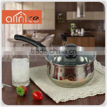 Stainless steel #201 raw material Pearl milk pot with glass lid