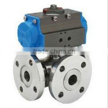 DN80/3" Pneumatic Three Way ball valve