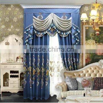 Luxury Blue Embroidered Barons Curtains for Home Decoration