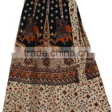 Shop Online Jaipuri Block Print Cotton Wrap Skirt At JaipurOnline