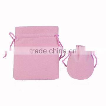 Promotion Small Drawstring Cotton Gift Bags Pink Faux suede jewelry bags plant fannel packing bags