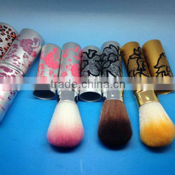 flower printing retractable blush private label makeup cosmetic brush