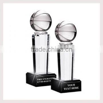 Crystal basketball awards with black base crystal hand holder trophies