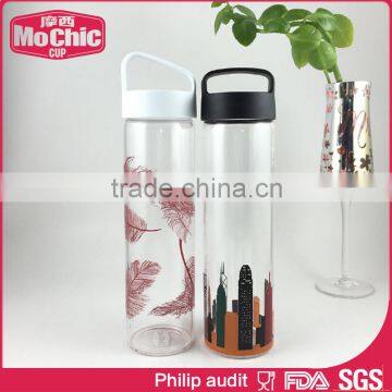 Mochic 350ML/500ML Modern Outdoor Printing Borosilicate Glass Water Bottle