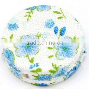 Woven Cloth Woven Beads, Acrylic With Cloth, SkyBlue, Flat Round, 33x11mm, Hole: 3mm.(WOVE-R002-11)