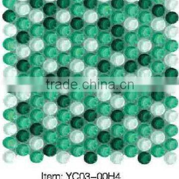 glass mosaic round shape mosaic green mixed white