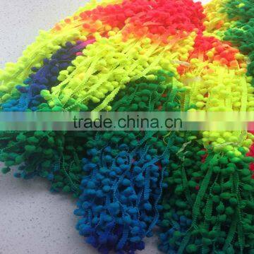 space dye nylon changing pom pom fringe tassel rainbow trim pon pon trims