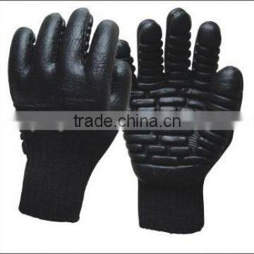 black foam rubber coated palm and fingers anti-vibration gloves