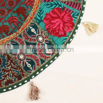 Indian Round Decorative Pillow Covers Indian Throw Pillows Indian Round Cushion Covers Pom Pom Round Pillows photo-5