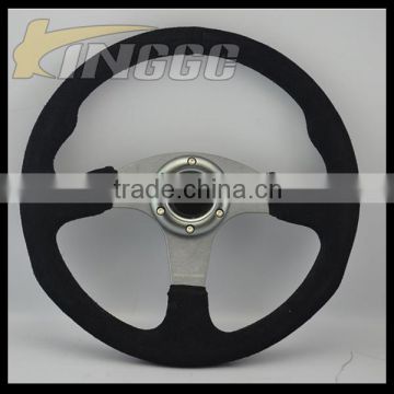 Guangzhou Racing Suede Material Sport 350MM Drift Steering Wheel Flat