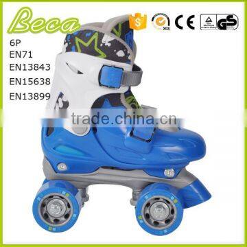 wholesale mix color adjustable blue roller quad skate for kids